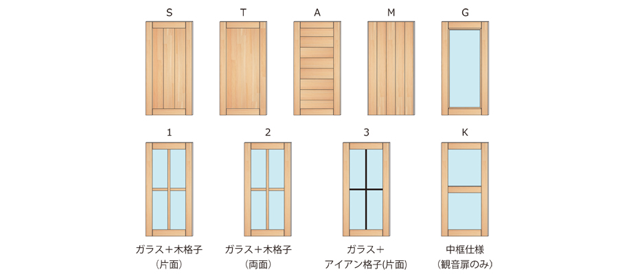 扉のデザインは６種類から選択可能！